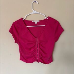 Eye Candy Fuchsia Ruched Blouse